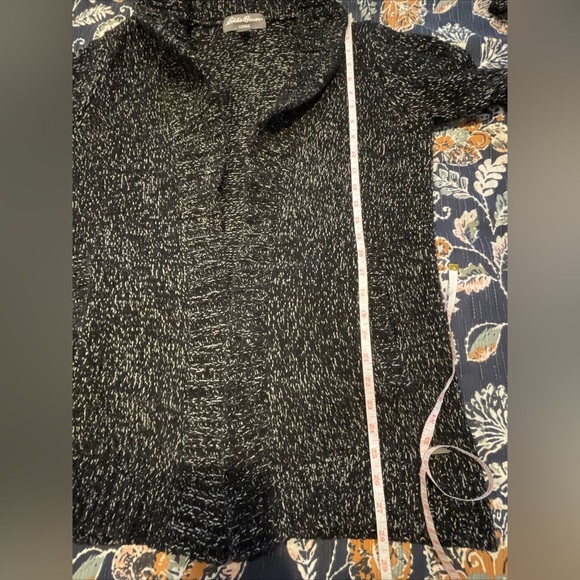 EDDIE Bauer Cardigan Size Large Black Chunky Knit Open Front Lounge - Picture 13 of 14